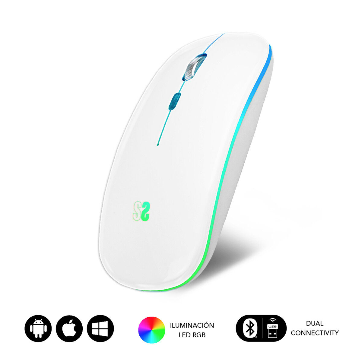 Wireless Bluetooth Mouse Subblim SUBMO-LDFLAT2 White 1600 dpi Wireless Bluetooth Mouse Subblim SUBMO-LDFLAT2 White 1600 dpi