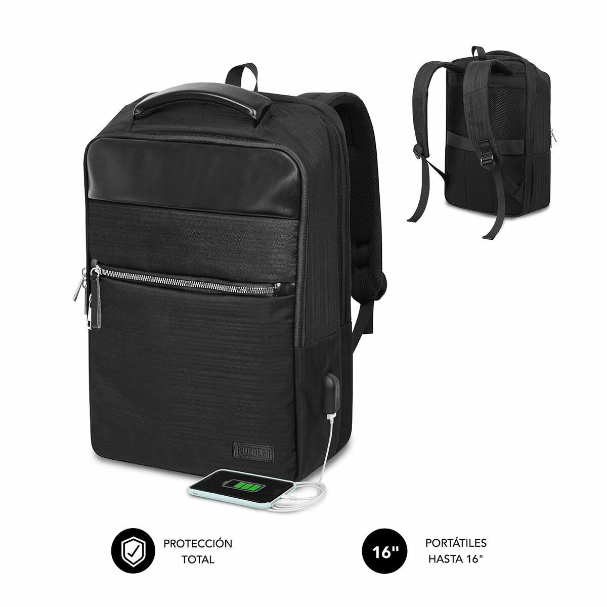 Laptop Backpack Subblim SUBBP-2BL1015 Black Laptop Backpack Subblim SUBBP-2BL1015 Black
