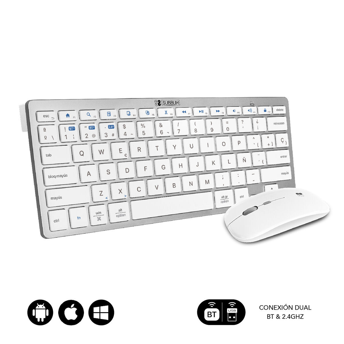 Keyboard and Mouse Subblim SUBKBC-OCO010 Silver