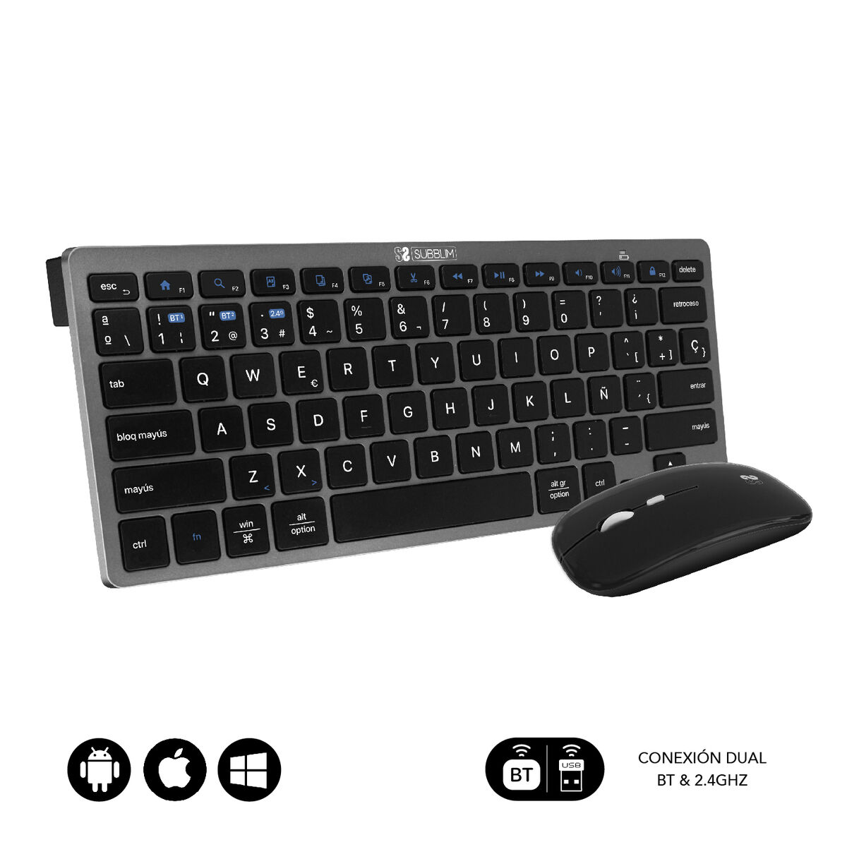 Keyboard and Mouse Subblim SUBKBC-OCO020 Grey Keyboard and Mouse Subblim SUBKBC-OCO020 Grey