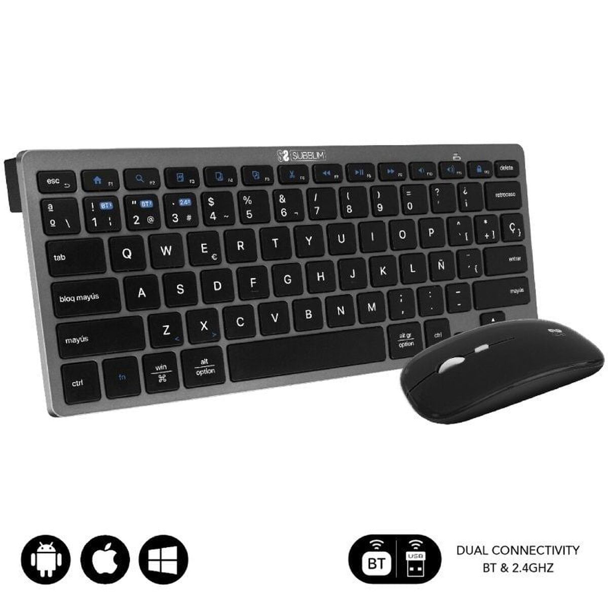 Keyboard and Mouse Subblim SUBKBC-OCO020 Grey Keyboard and Mouse Subblim SUBKBC-OCO020 Grey