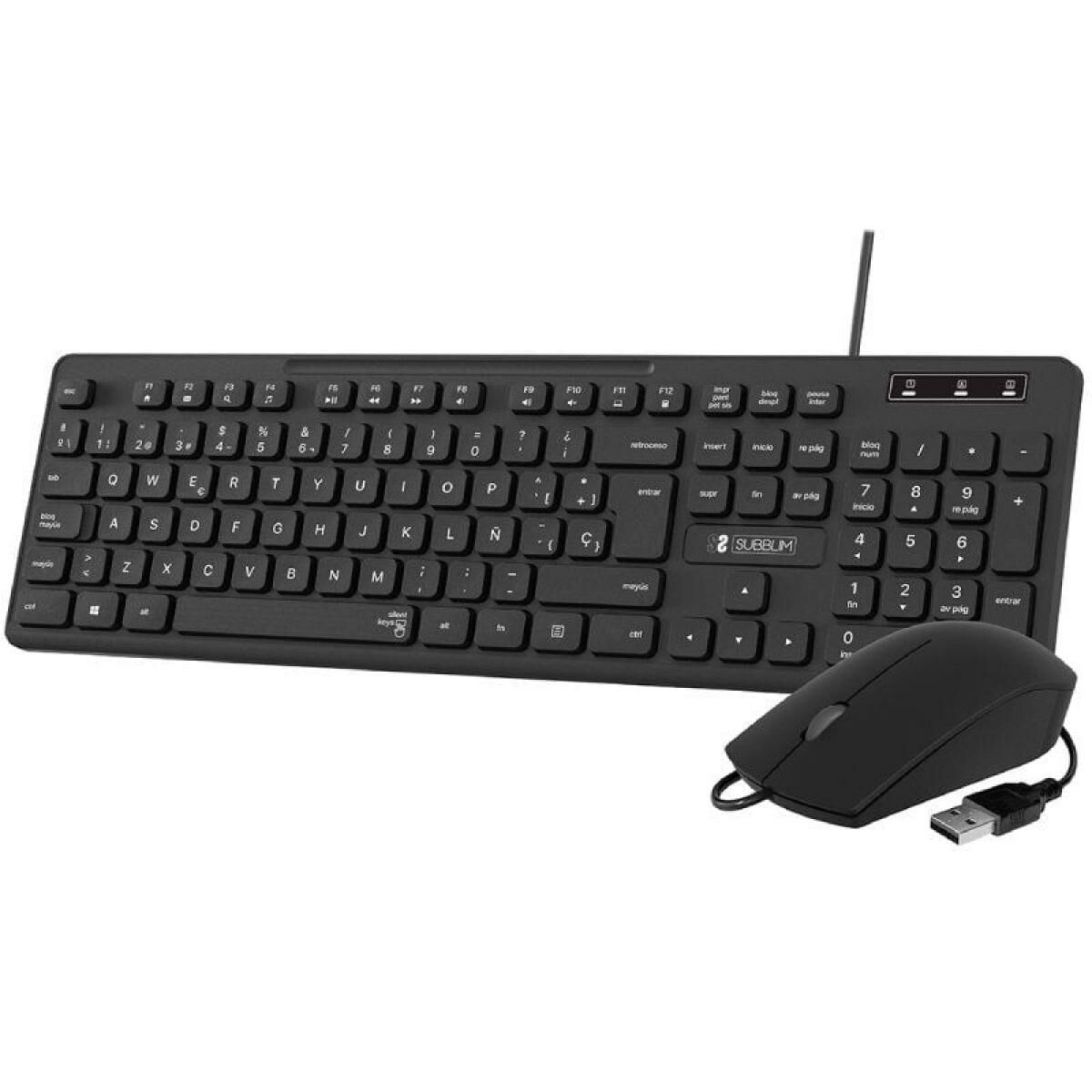 Keyboard and Mouse Subblim SUBKBC-CSSK01 Black QWERTY Keyboard and Mouse Subblim SUBKBC-CSSK01 Black QWERTY