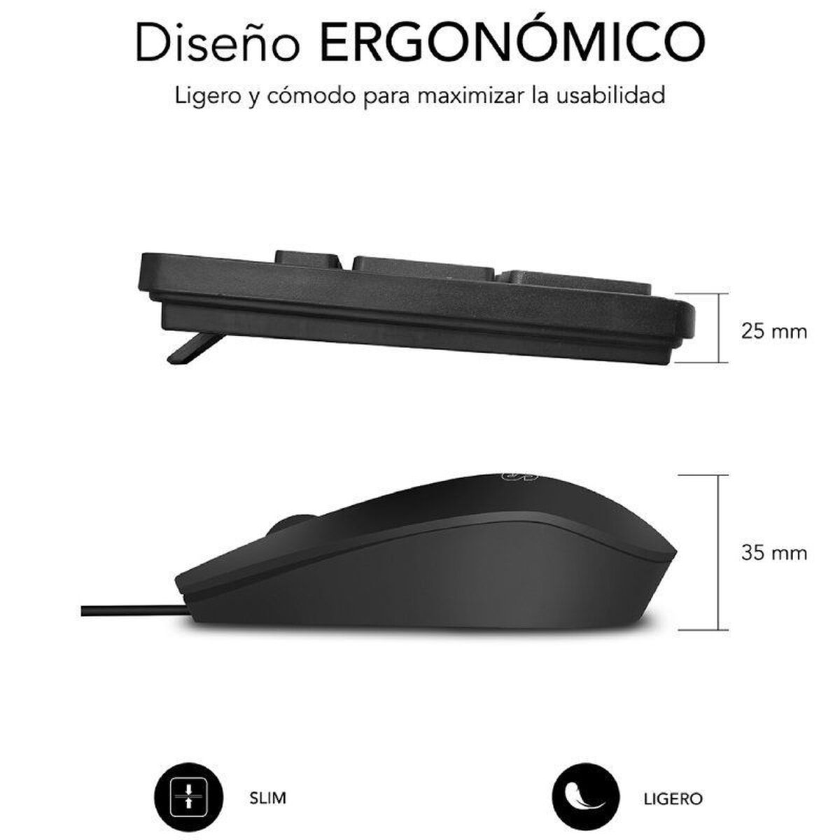 Keyboard and Mouse Subblim SUBKBC-CSSK01 Black QWERTY