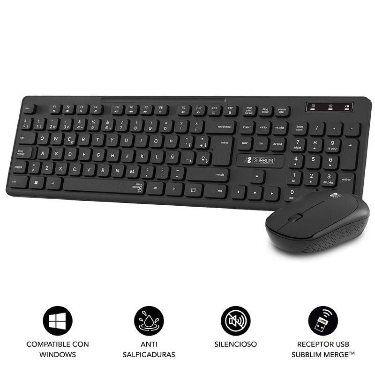 Keyboard and Wireless Mouse Subblim SUBKBC-CSSW10 Black Spanish Qwerty QWERTY