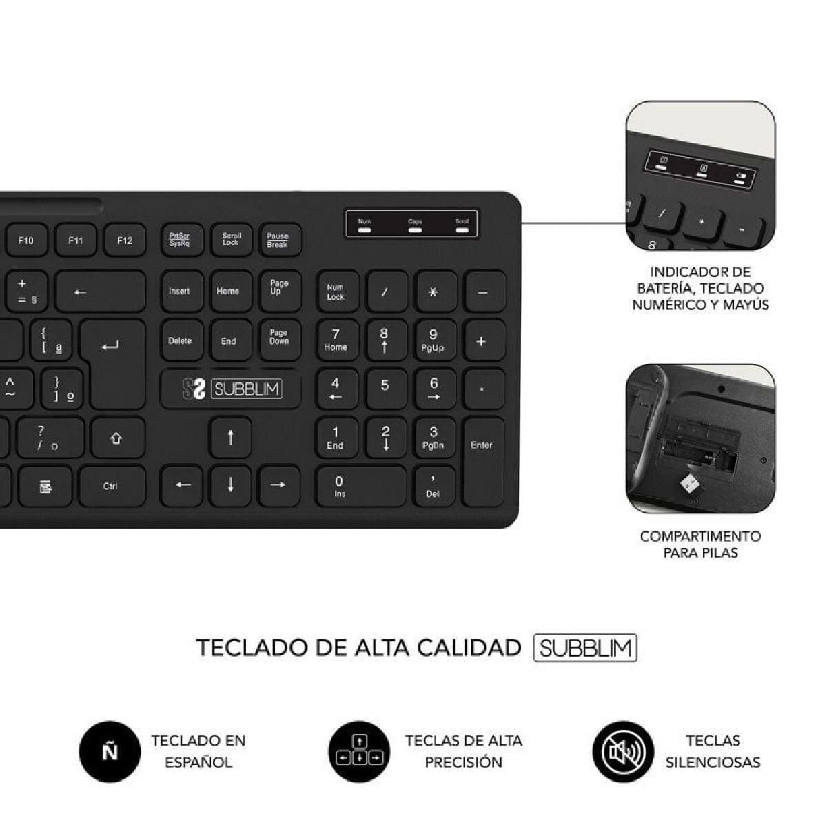 Keyboard and Wireless Mouse Subblim SUBKBC-CSSW10 Black Spanish Qwerty QWERTY