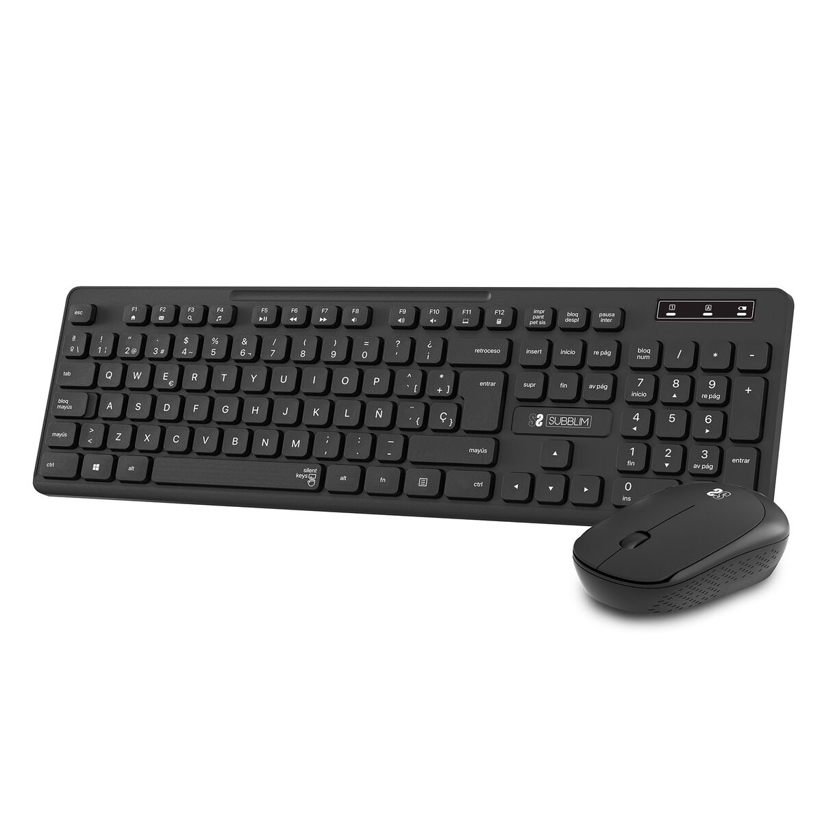 Keyboard and Wireless Mouse Subblim SUBKBC-CSSW10 Black Spanish Qwerty QWERTY