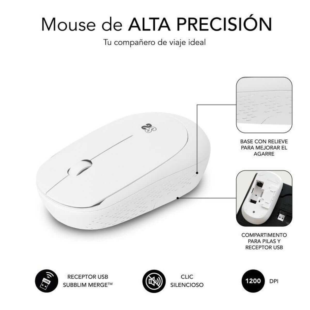Mouse Subblim SUBMO-B2SW011 White 1200 DPI