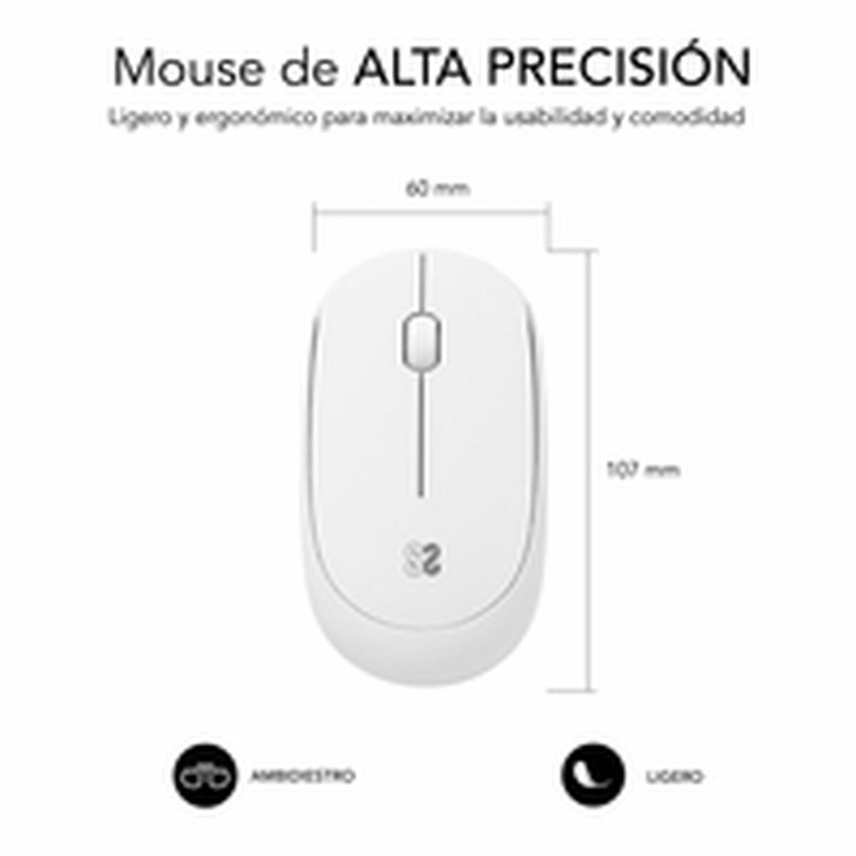 Mouse Subblim Ratón Business Plus Silencioso inalámbrico 2.4G 1200 DPI Blanco White