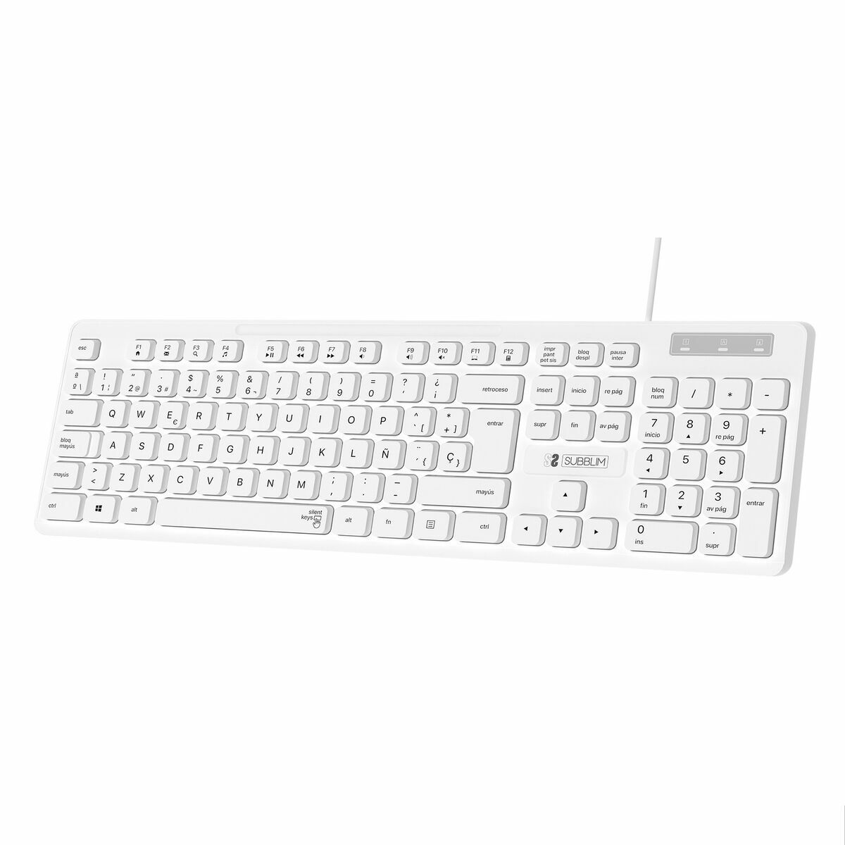 Keyboard Subblim SUBKBC-0SSK51 White Spanish Qwerty Keyboard Subblim SUBKBC-0SSK51 White Spanish Qwerty