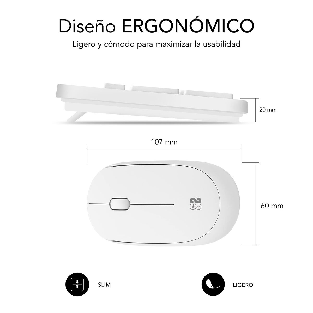 Keyboard and Wireless Mouse Subblim SUBKBC-CSSW11 White Spanish Qwerty