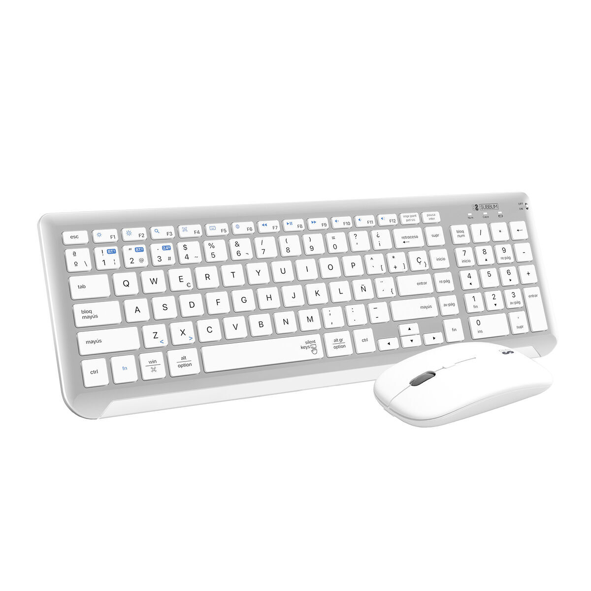 Keyboard and Wireless Mouse Subblim SUBKBC-DCEP10 Silver Spanish Qwerty Keyboard and Wireless Mouse Subblim SUBKBC-DCEP10 Silver Spanish Qwerty