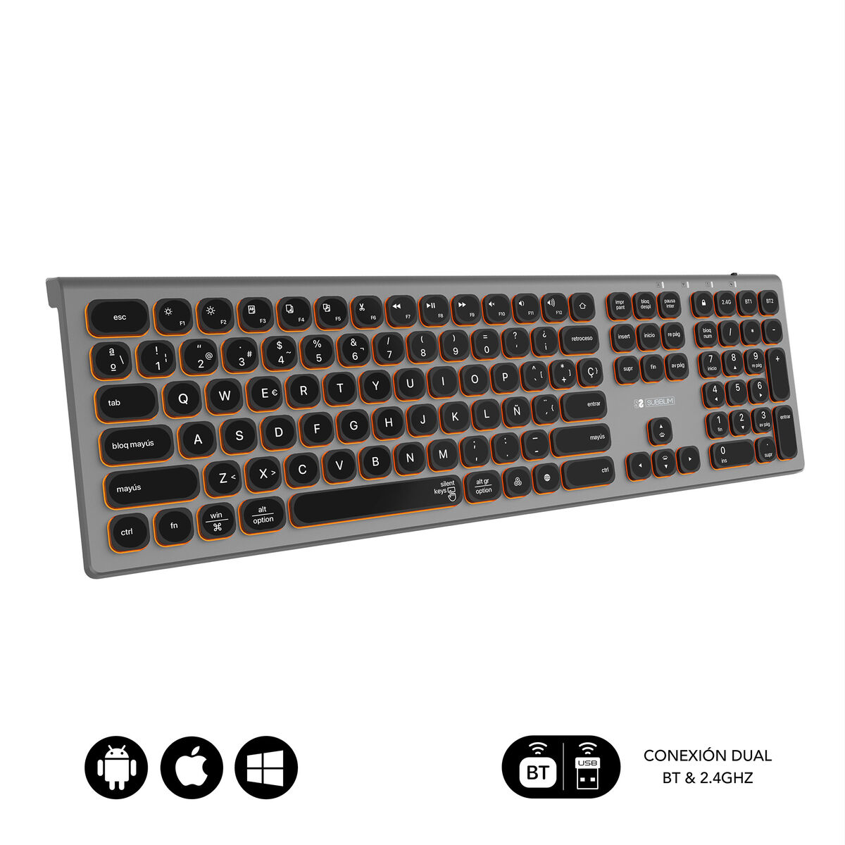 Bluetooth Keyboard Subblim SUBKB-3MIE310 Black