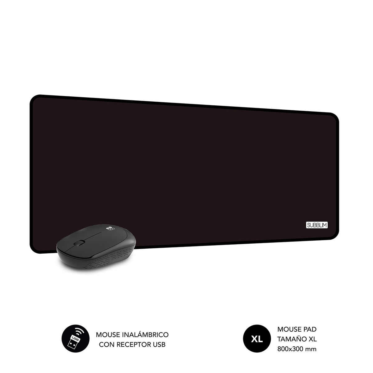 Gaming Mouse and Mat Subblim Harm XL Black