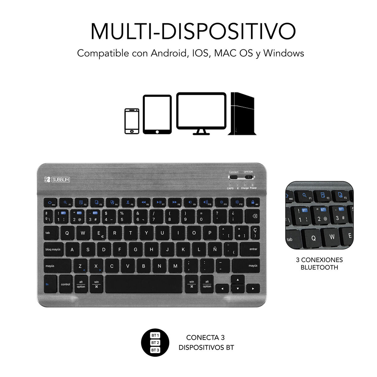Tablet cover Subblim SUBKT3-BTS060 Black Spanish Qwerty