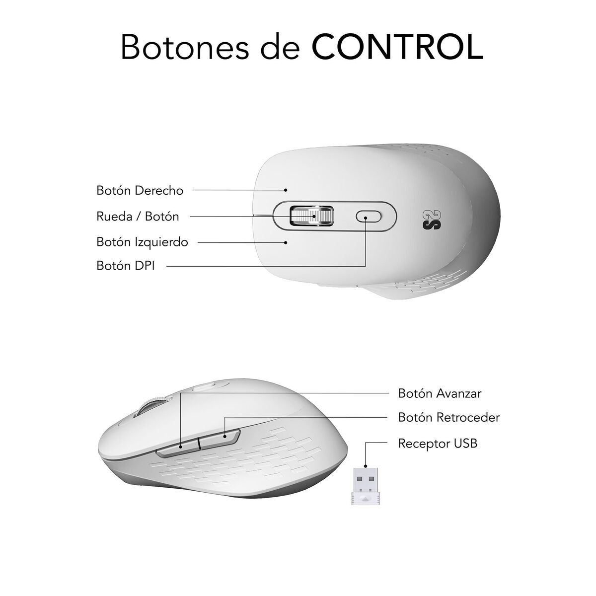 Wireless Mouse Subblim SUBMO-EDCUR02 White 1600 dpi