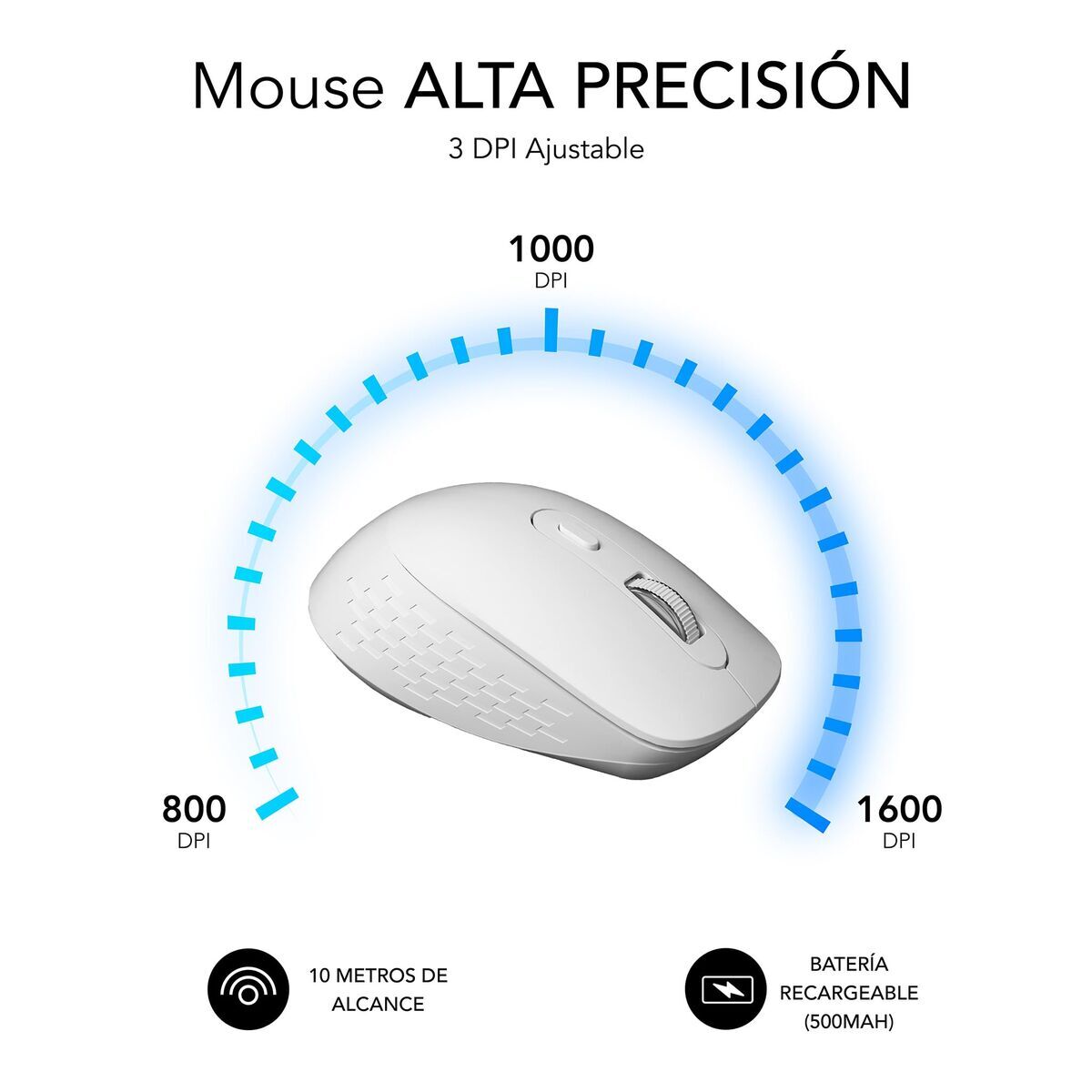 Wireless Mouse Subblim SUBMO-EDCUR02 White 1600 dpi