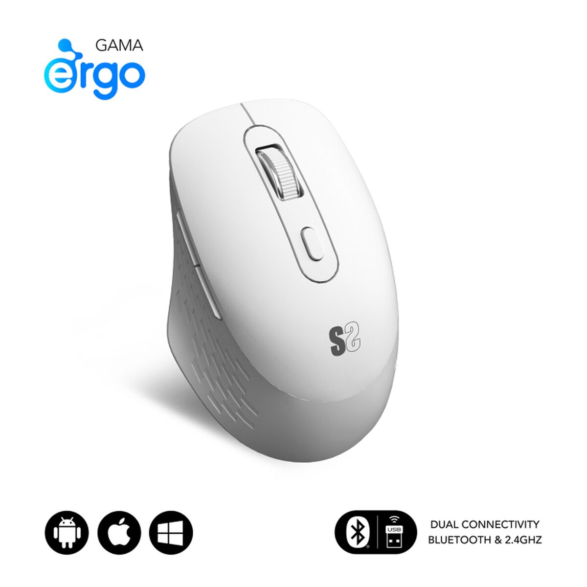 Wireless Mouse Subblim SUBMO-EDCUR02 White 1600 dpi