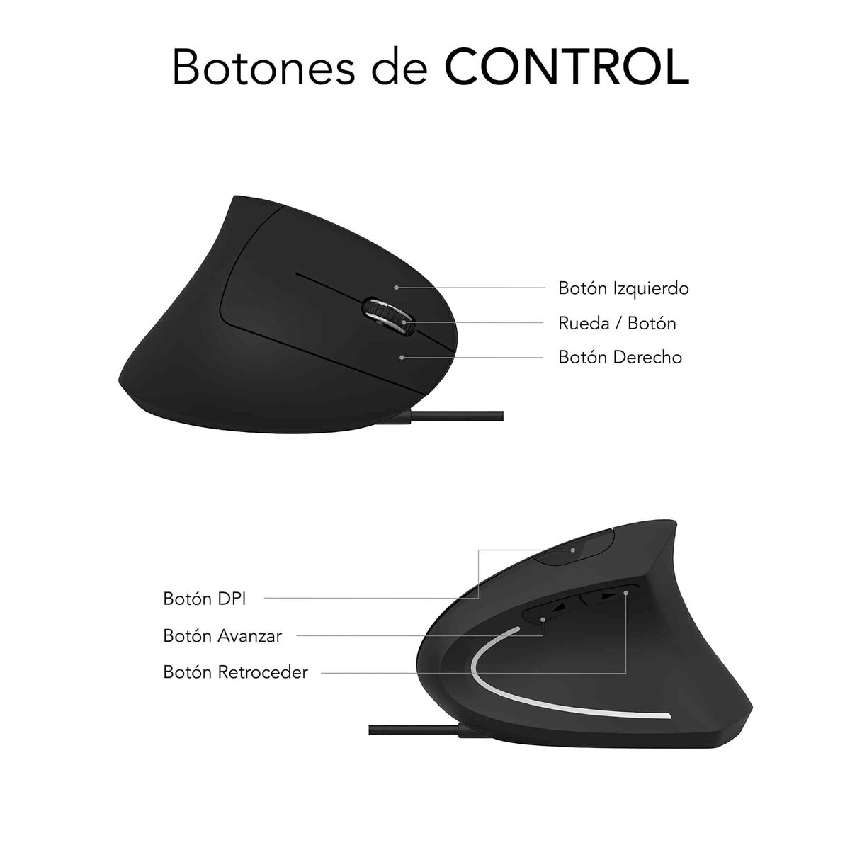 Ergonomic Optical Mouse Subblim SUBMO-EDGVU01 Black 1600 dpi