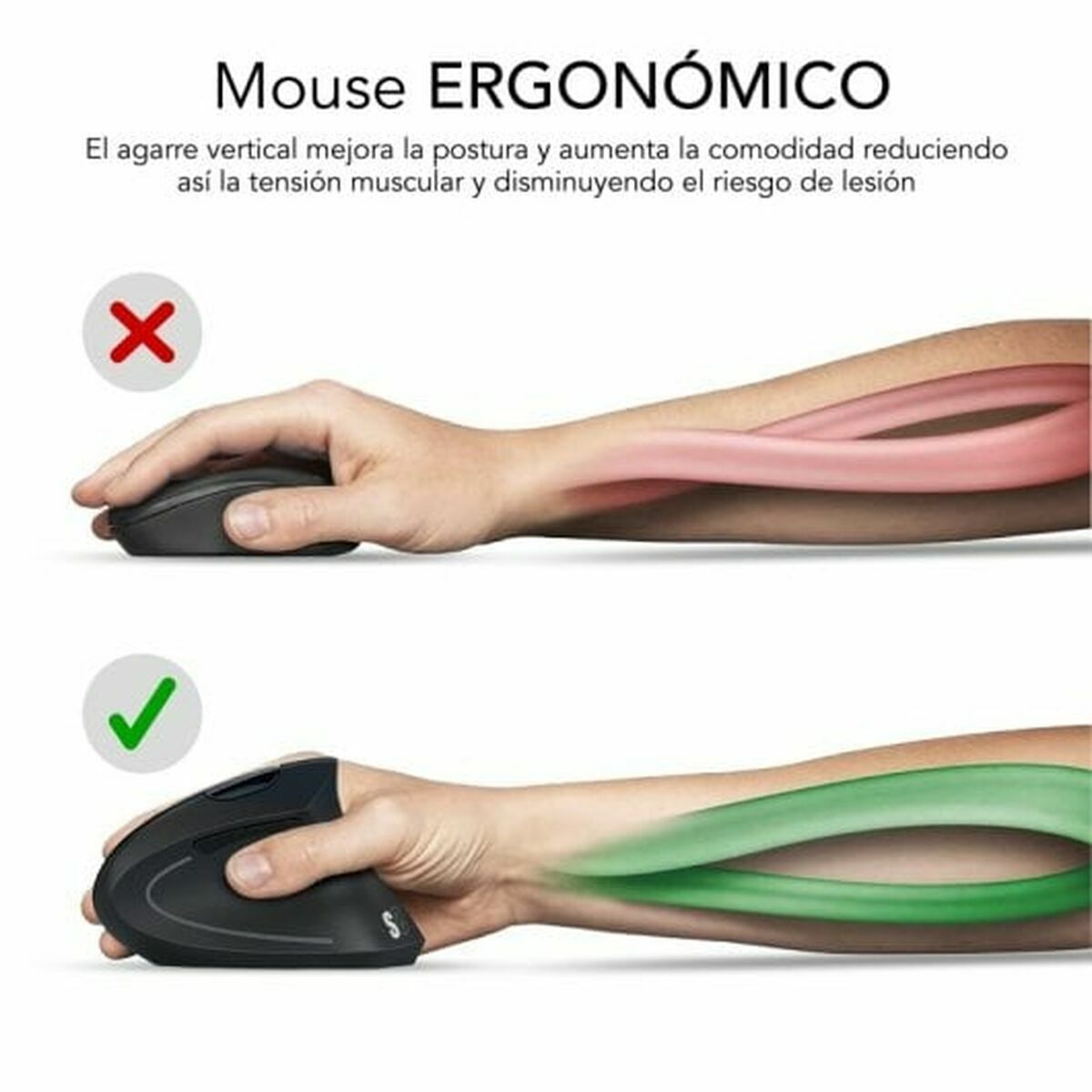 Ergonomic Optical Mouse Subblim SUBMO-EDGVW01 Black 1600 dpi