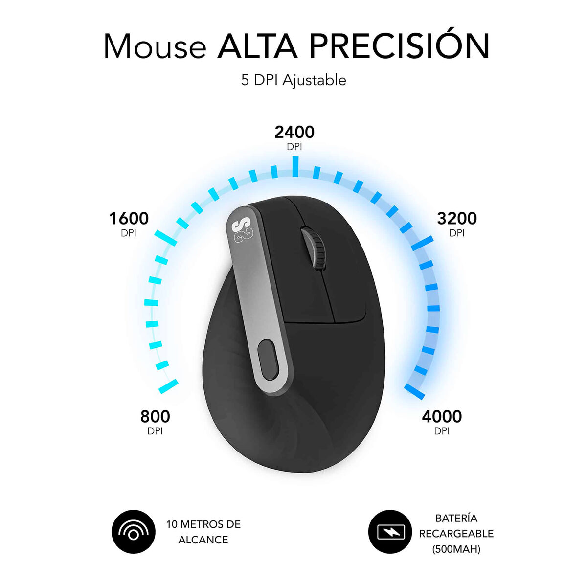 Wireless Mouse Subblim SUBMO-EDNVW01 Black 4000 dpi