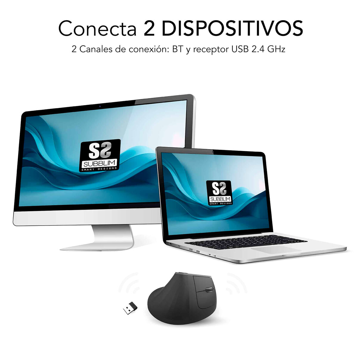 Wireless Mouse Subblim SUBMO-EDNVW01 Black 4000 dpi