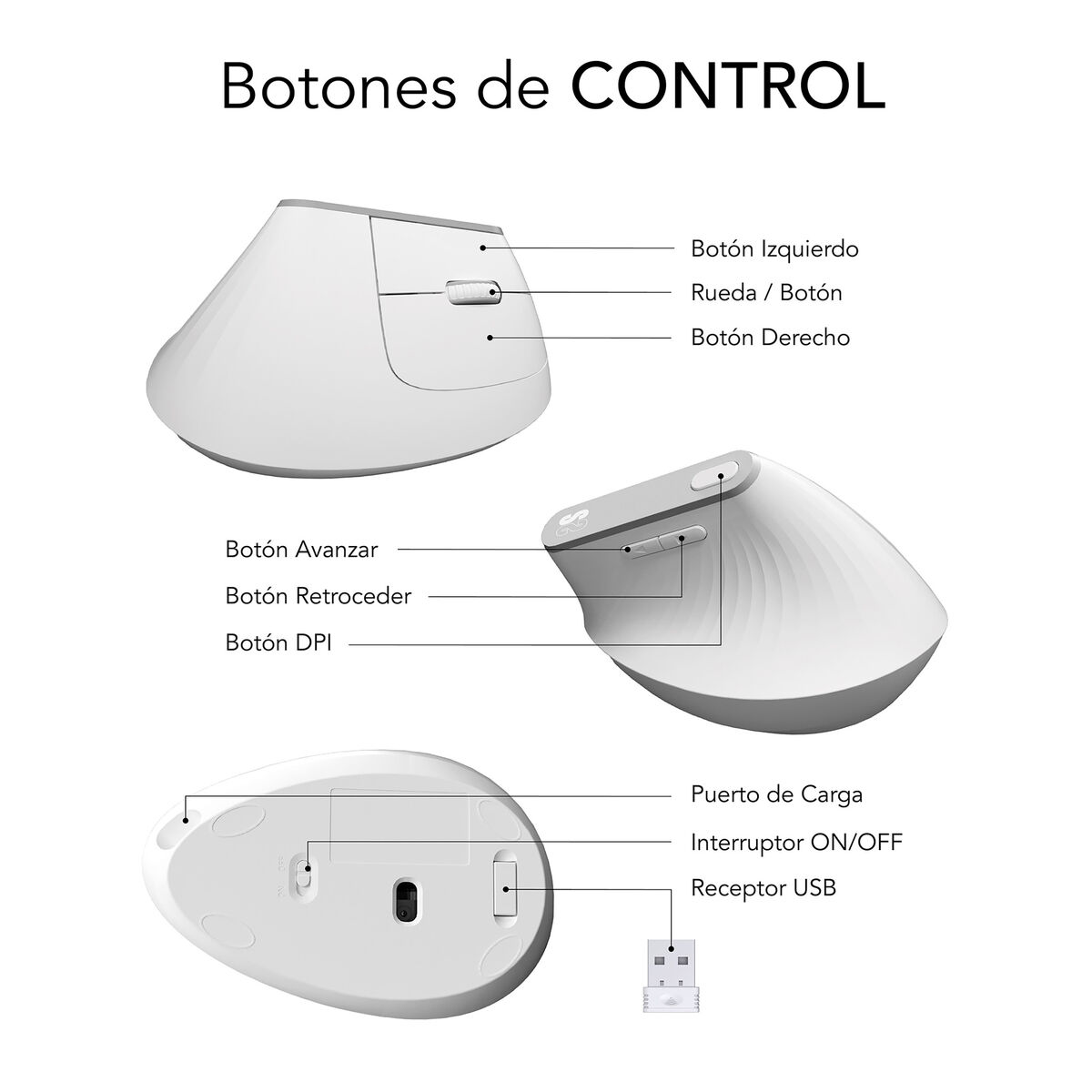 Ergonomic Optical Mouse Subblim SUBMO-EDNVW02 White 4000 dpi