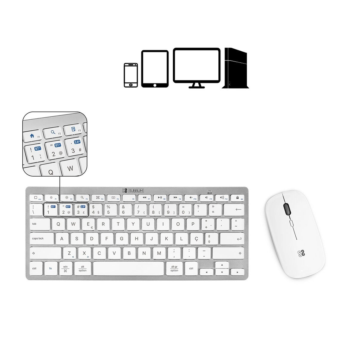 Mouse Mat Subblim COMBO MULTIDISPOSITIVO COMPACTO SILVER