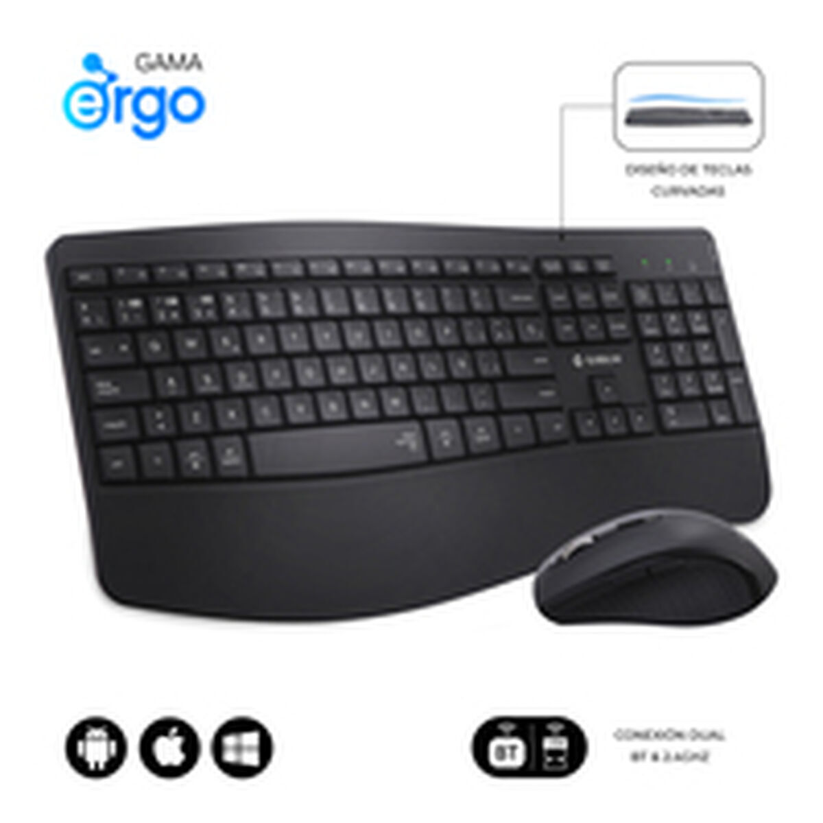 Keyboard and Mouse Subblim SUBKBC-DCOPW2 Black Spanish Spanish Qwerty QWERTY