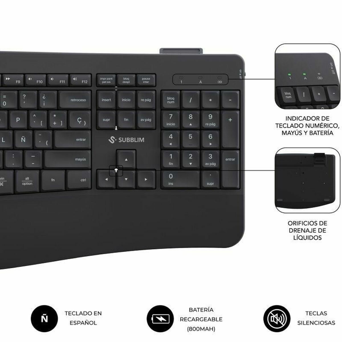 Keyboard and Mouse Subblim SUBKBC-DCOPW2 Black
