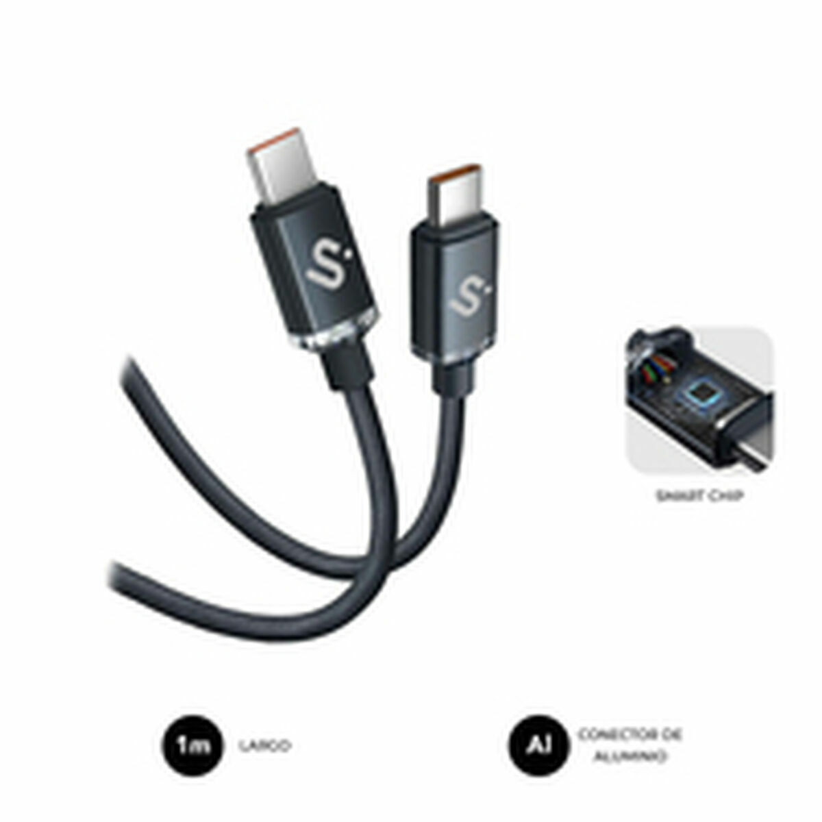 USB-C to USB-C Cable Subblim SUBCAB-C06001 1 m Black USB-C to USB-C Cable Subblim SUBCAB-C06001 1 m Black