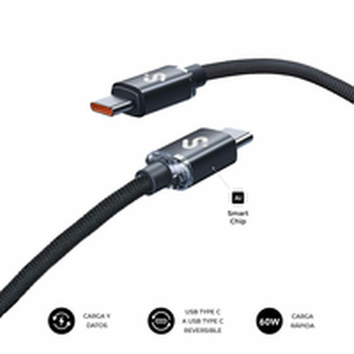 USB-C to USB-C Cable Subblim SUBCAB-C06001 1 m Black