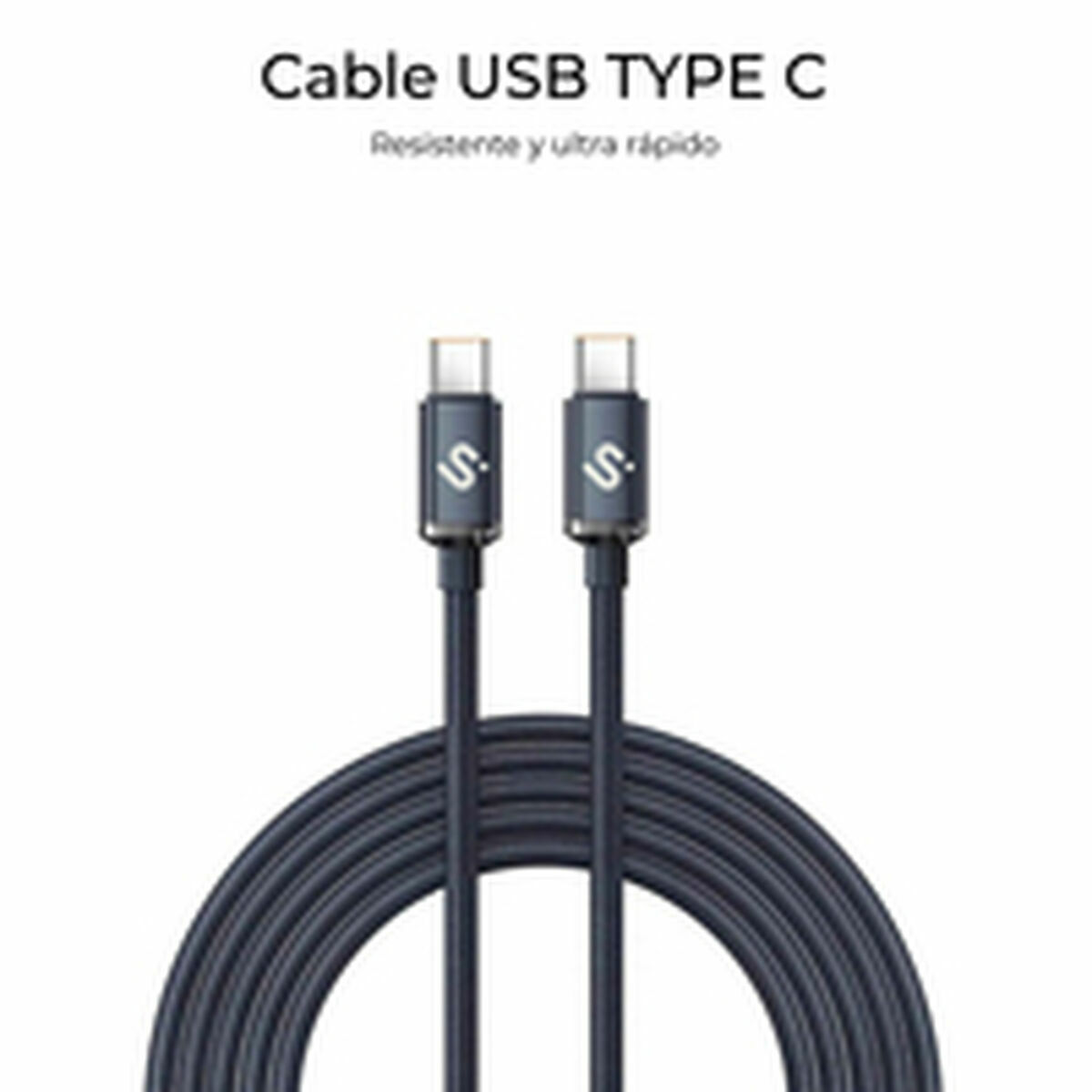 USB-C to USB-C Cable Subblim OPTIMUS Black 2 m