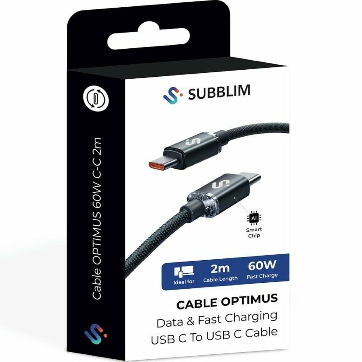 USB-C to USB-C Cable Subblim SUBCAB-C06002 2 m Black