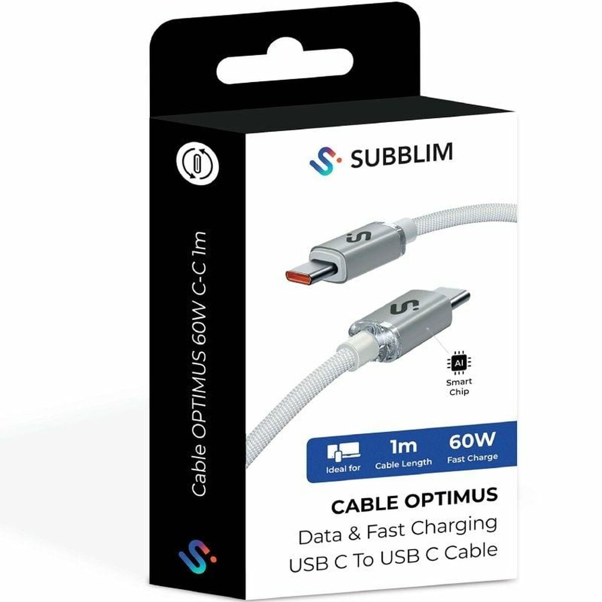 USB-C to USB-C Cable Subblim SUBCAB-C06010 1 m White