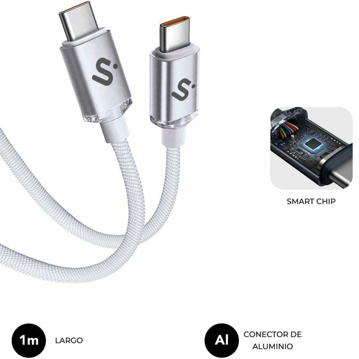 USB-C to USB-C Cable Subblim SUBCAB-C06010 1 m White