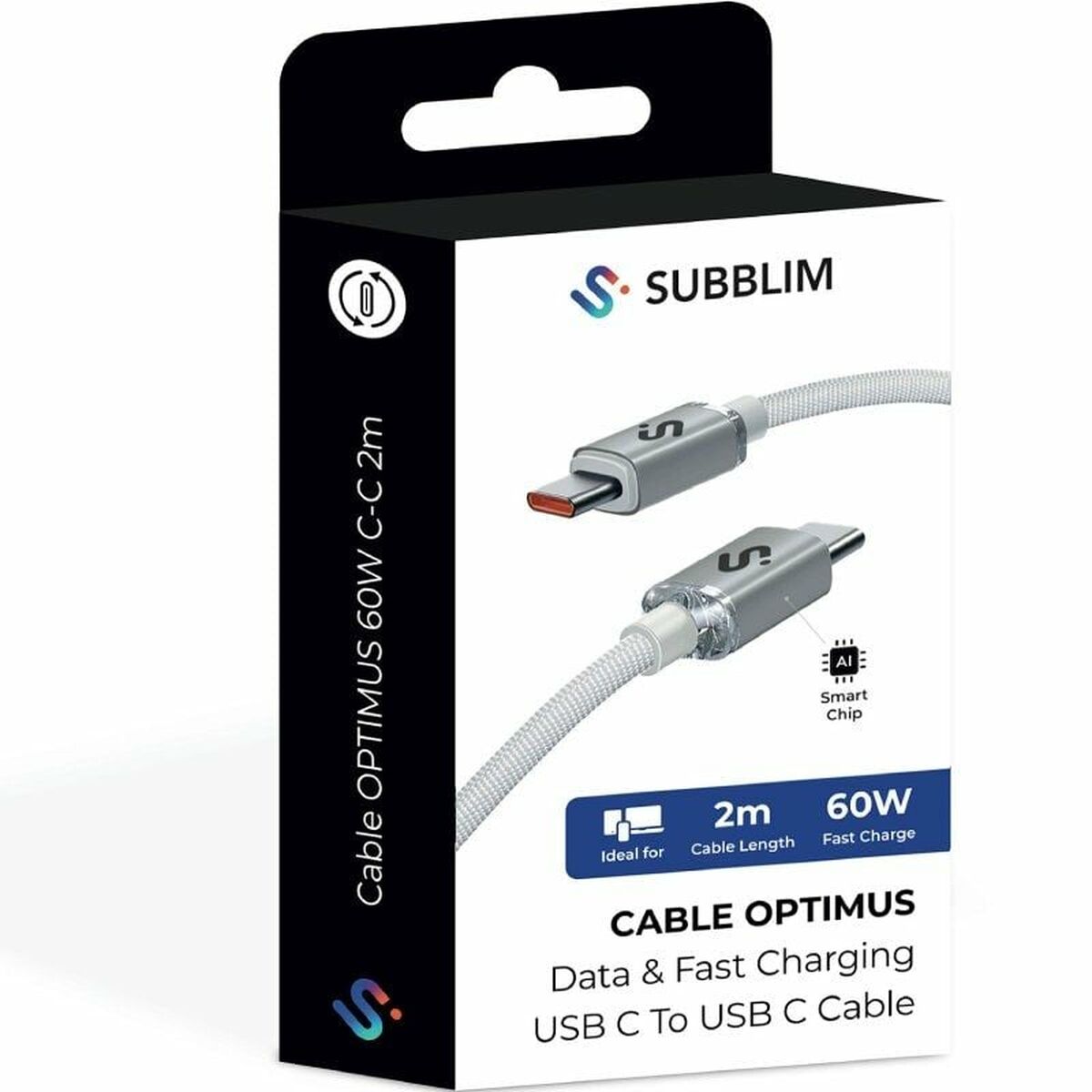 USB-C to USB-C Cable Subblim SUBCAB-C06011 2 m White