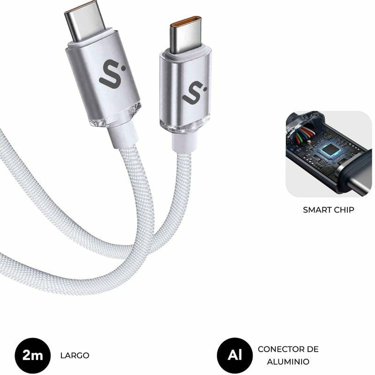 USB-C to USB-C Cable Subblim SUBCAB-C06011 2 m White
