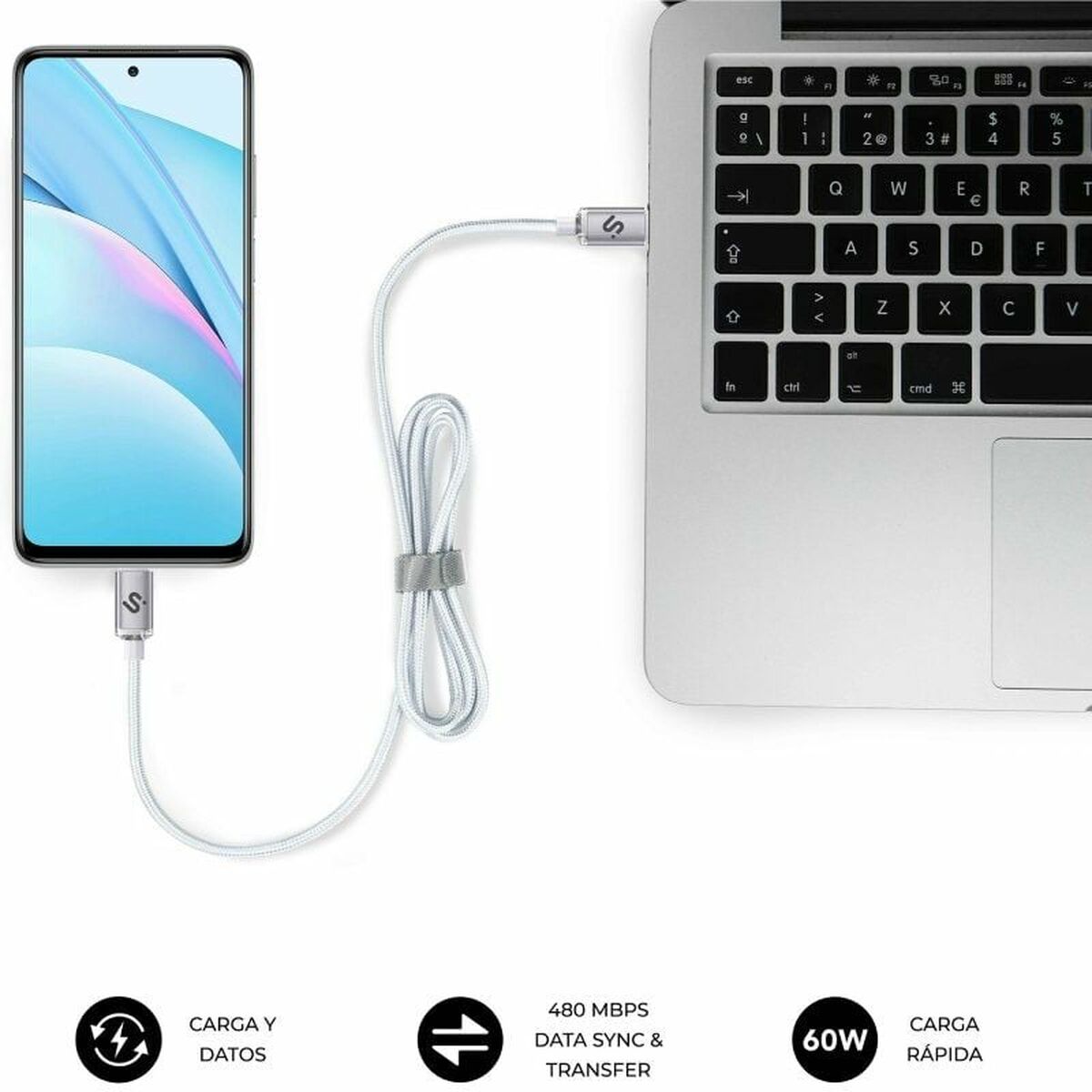 USB-C to USB-C Cable Subblim SUBCAB-C06011 2 m White