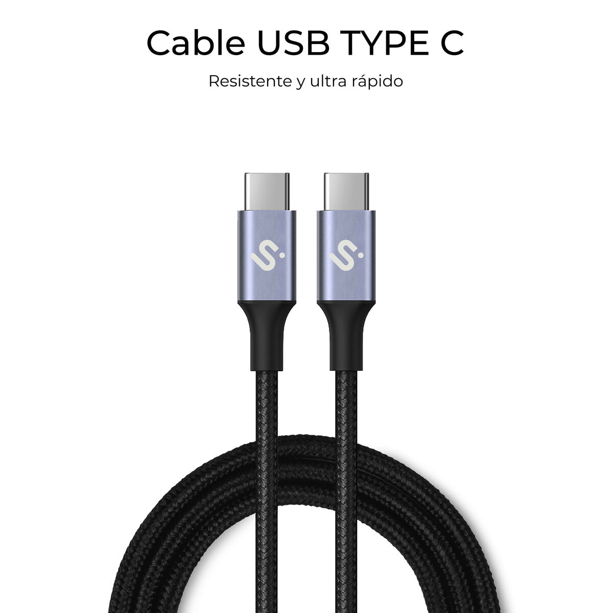 USB-C to USB-C Cable Subblim PLUS Black 1 m