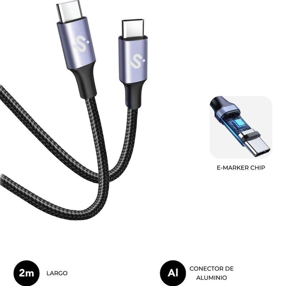 USB-C to USB-C Cable Subblim SUBCAB-C10001 1 m Black
