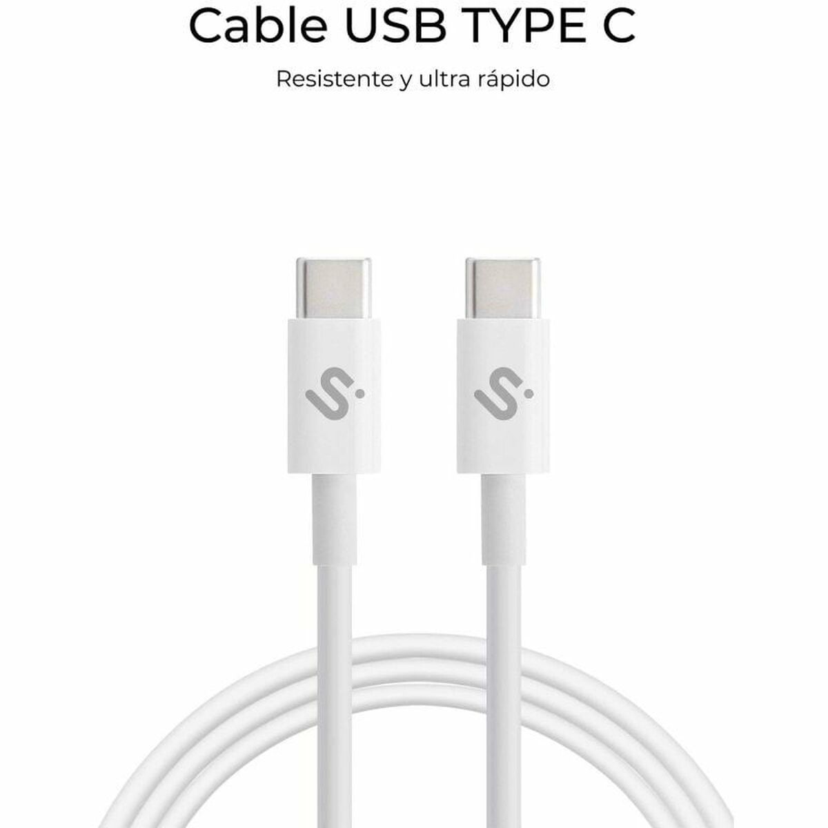 USB-C to USB-C Cable Subblim SUBCAB-C10010 1 m White Black