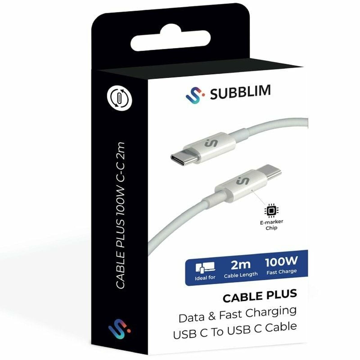USB-C to USB-C Cable Subblim SUBCAB-C10011 2 m White
