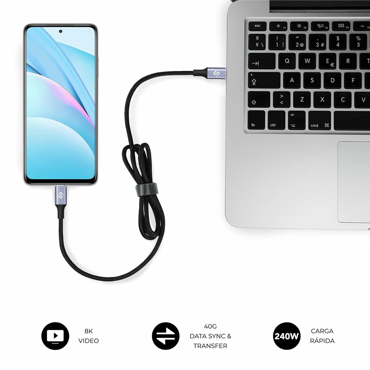 USB-C to USB-C Cable Subblim HIGH Black 1,5 m