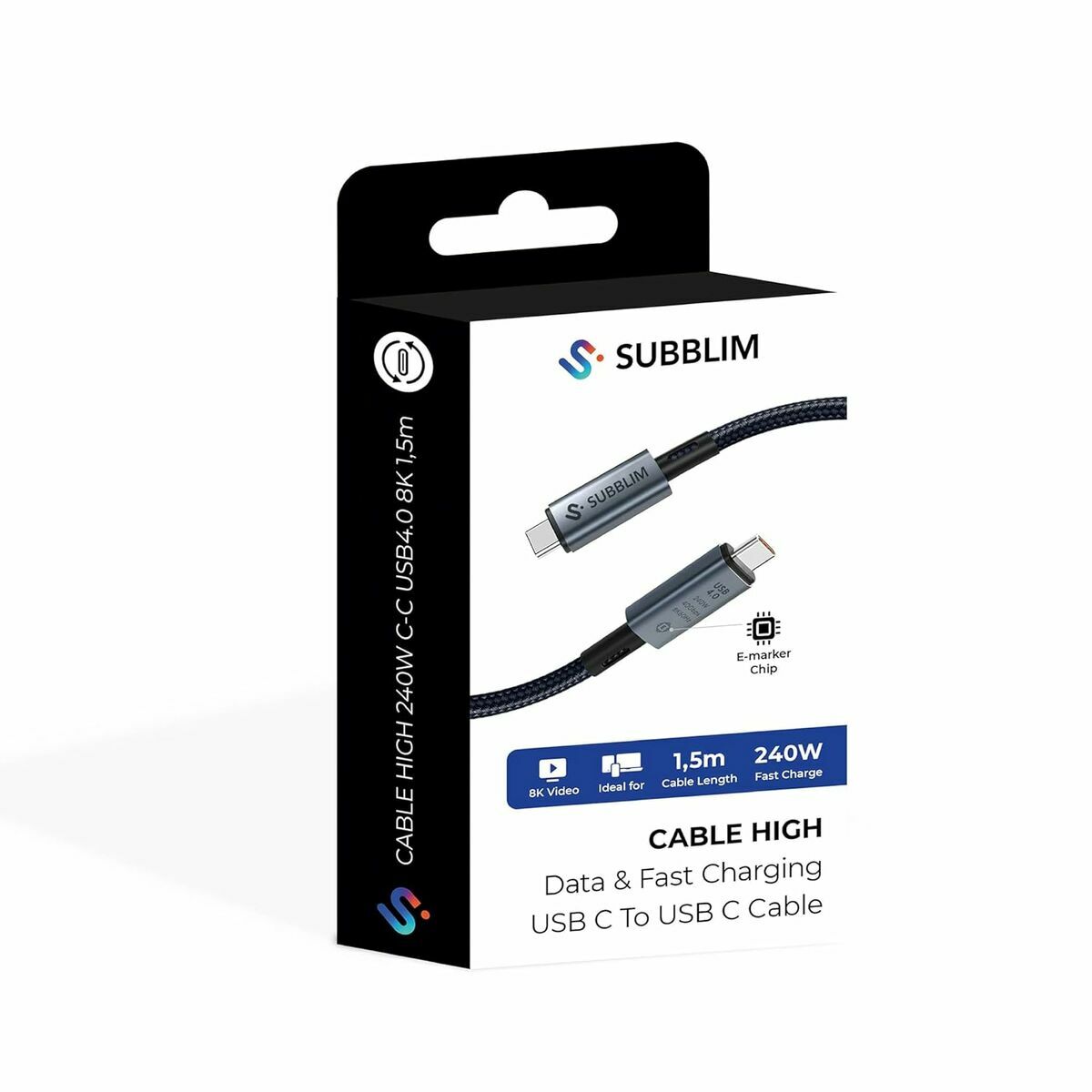 USB-C to USB-C Cable Subblim HIGH Black 1,5 m