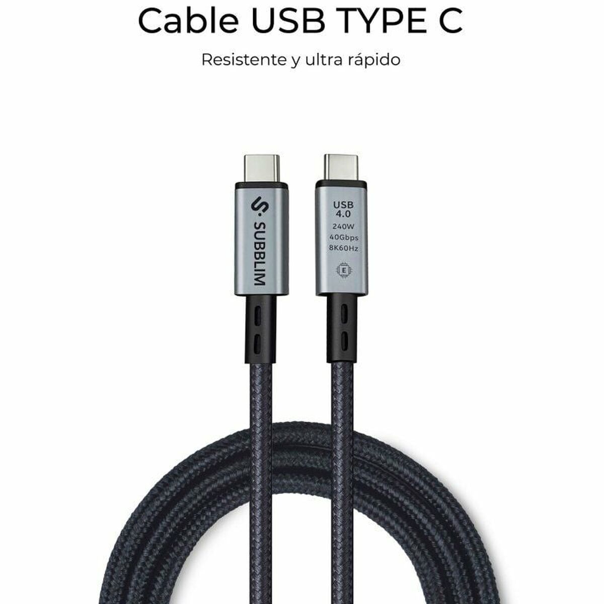 USB-C to USB-C Cable Subblim SUBCAB-C24010 1,5 m Black