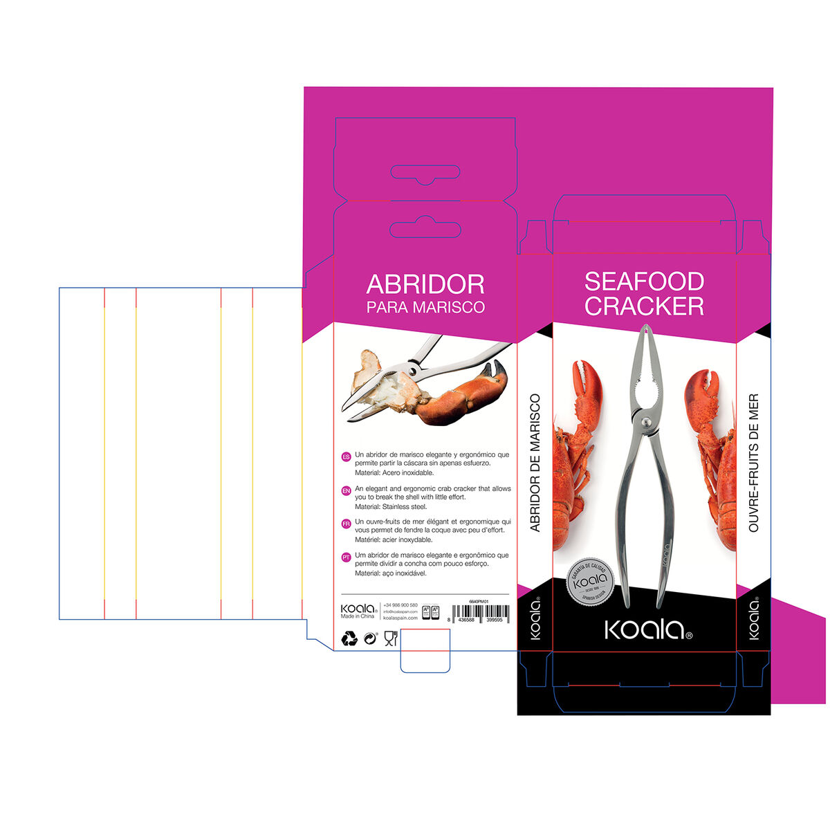Seafood Tongs Koala Eco Friendly Steel Metal 20 x 4 x 1 cm
