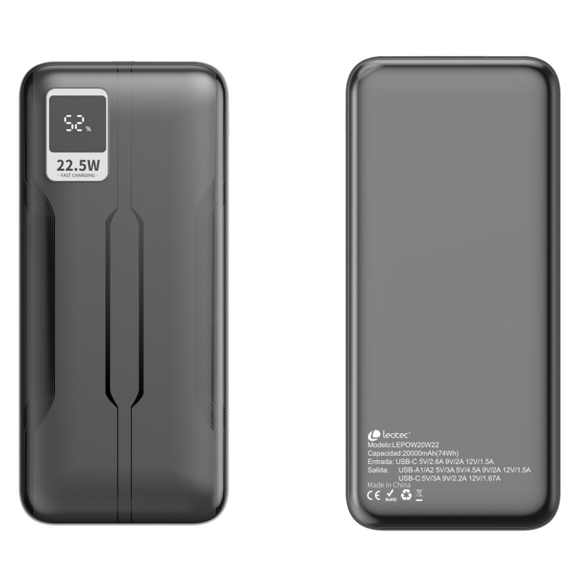 Powerbank LEOTEC LEPOW20W22K Black 20000 mAh Powerbank LEOTEC LEPOW20W22K Black 20000 mAh