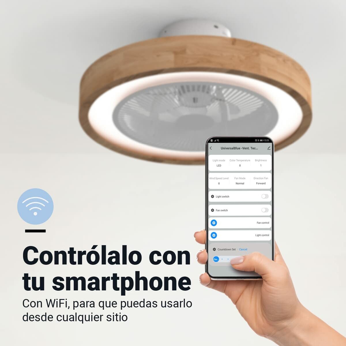 Ceiling Fan Universal Blue 2001-UVT1343 White Wood 70 W