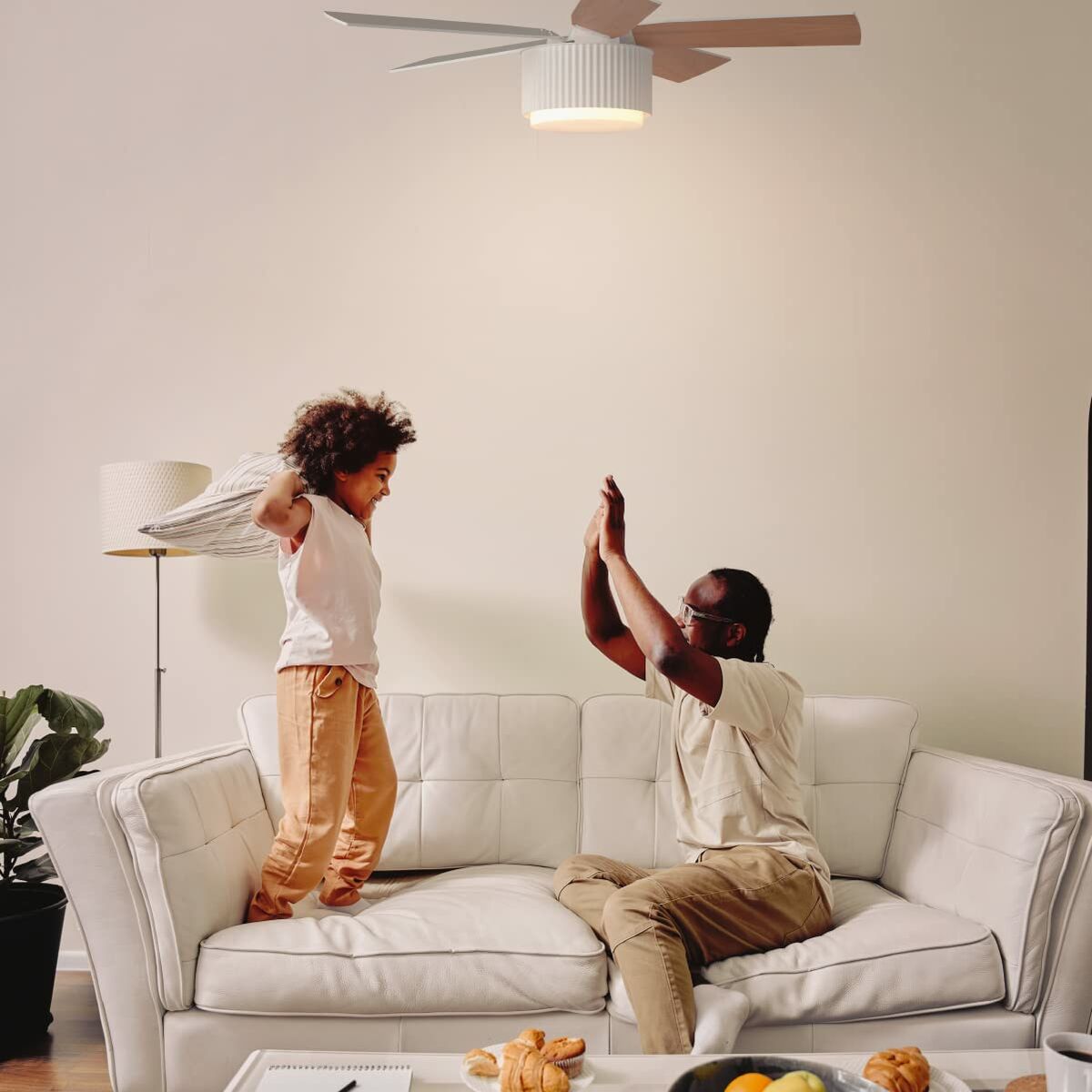 Ceiling Fan Universal Blue 2009-UVT1349-23 White Wood 35 W