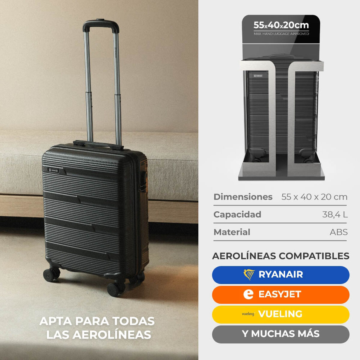 Set of suitcases Numada Black (3 Pieces)